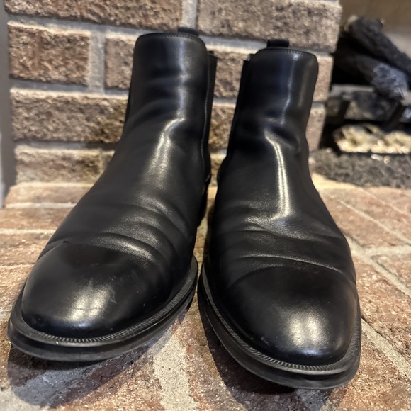 BOSS Derrk Chelsea Boot Mens Size 10.5 Black Leather Italy Ankle Dress Pull On - Picture 11 of 16